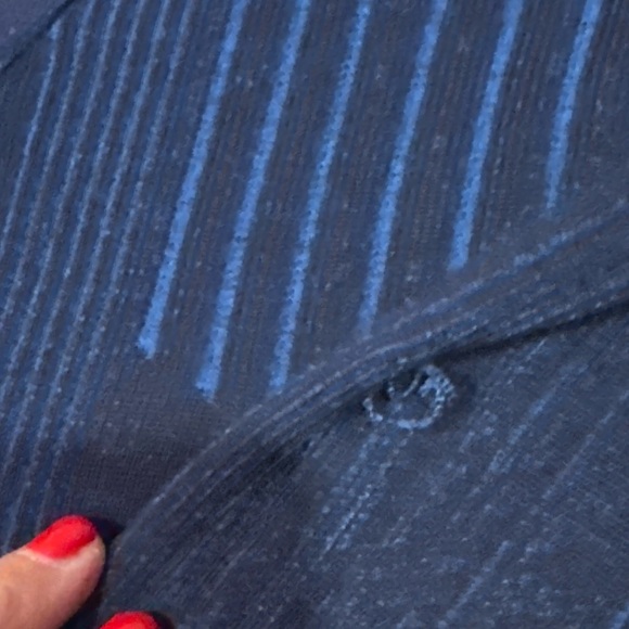 Pendleton Silk Blend Cardigan Petite Large Navy Blue Geometric V Neck NWT - Picture 8 of 8